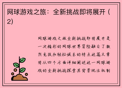 网球游戏之旅：全新挑战即将展开 (2)